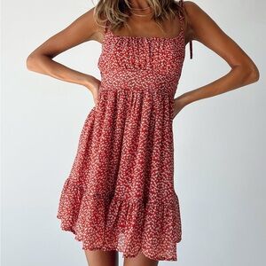 Burgundy Floral Tie-Strap Sundress